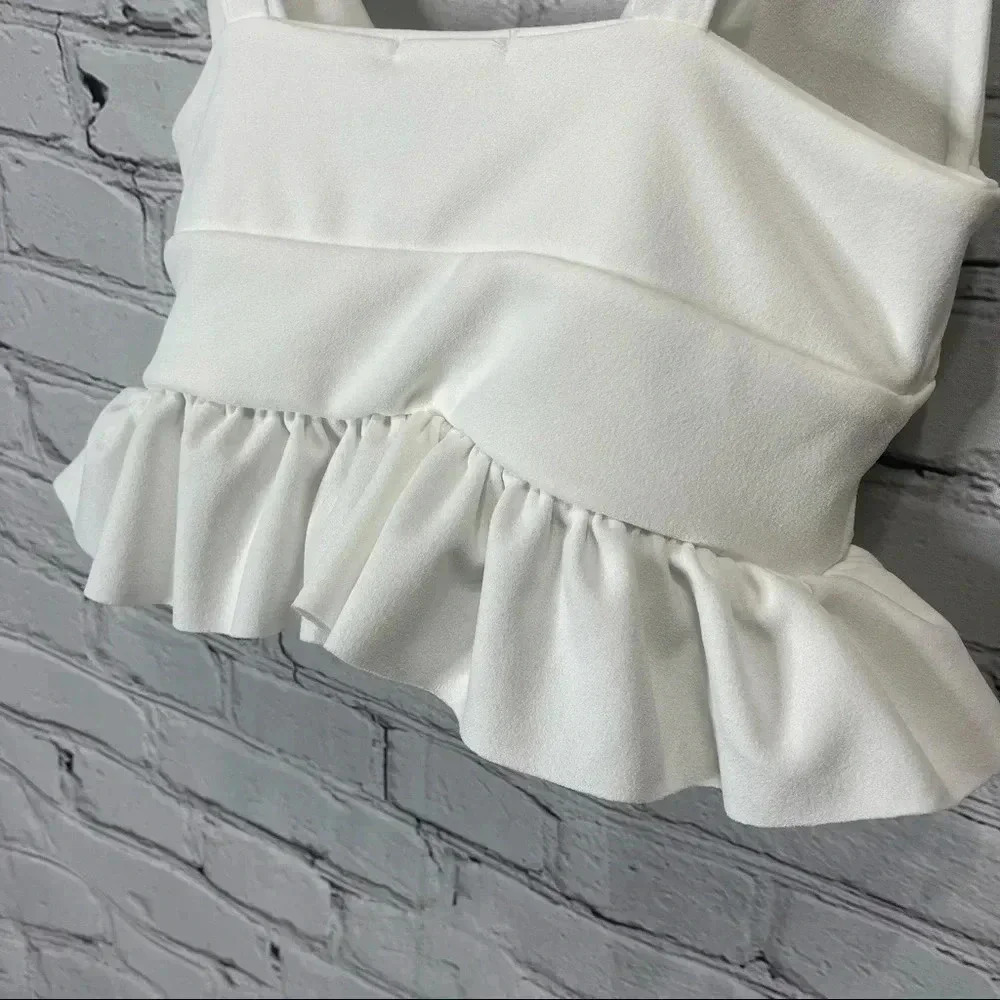 NWT Nasty Gal White Deep Down Plunging Crop Top SIZE 10 - Picture 7 of 10